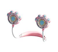 Neck Fan, Cartoon Cat Paw, 2 Speed Mini Quiet, 360 Degree Rechargeable