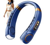 Neck Fan - Wearable Neck Fan | Rechargeable Quiet Fán | 5-Speed Bladeless Cooling V With 7-Color LED Light And Display, Hands-Free Portable Ventilator For Summer Travel Car Driving Camping Beach Dorm