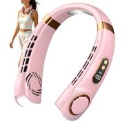 Neck Fan - Wearable Neck Fan | Rechargeable Quiet Fán | 5-Speed Bladeless Cooling V With 7-Color LED Light And Display, Hands-Free Portable Ventilator For Summer Travel Car Driving Camping Beach Dorm