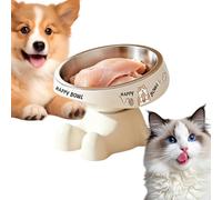 Neck Protection Pet Bowl - Stainless Steel Detachable Feeder, Sturdy Anti Push Dish | Large Capacity Raised Cat Dog Water Tray | Small Medium Kitten Puppy Home Use for Non Spill Tilt Design