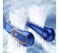 Neckbreeze Ventilador de cuello, 5 velocidades, ajustable, sin aspas, recargable, flujo de aire personal de refrigeración de 720°, sin ruido, para el hogar, oficina, viajes (azul)