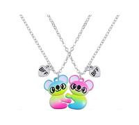 Neckcely Best Friend Necklace Kids 2 Pcs Set BFF Friendship Magnetic Half Broken Heart Panda Koala Pendant Jewelry Charm for Girls