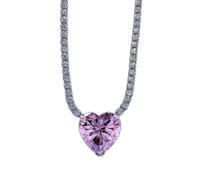 Necklace Collar con Colgante de Plata de Ley 925 con Forma de corazón de 0.472 in con Piedras Preciosas de moissanita para Boda y Compromiso Jewelry