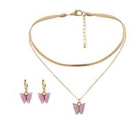 Necklace Set Animal Pendant Clavicle Chain Butterfly Drop Dangle Party Earrings Valentines Day Jewelry Gift For Women Girl