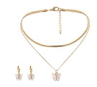 Necklace Set Animal Pendant Clavicle Chain Butterfly Drop Dangle Party Earrings Valentines Day Jewelry Gift For Women Girl