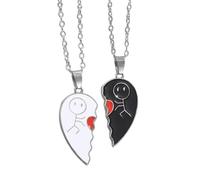 Necklace Set, Love Necklace 2 Pieces, Aluminum Alloy Detachable Lightweight Comfortable Pendant Keepsake Jewelry for Home, Men, Family, Women, Friends, Travel, 3.4x3.1x0.5cm