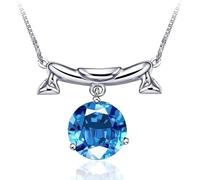 Necklace Silver Necklace,Birthday Silver,Large Topaz Zirconia Horoscope Necklaces Astrology For Women Girls Jewelry