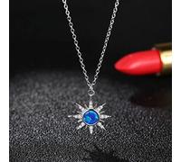 Necklaces,925 Sun Flower Blue Opal Cnecklace Women Fashion Jewelry Accessories Gift/