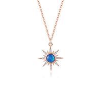 Necklaces,925 Sun Flower Blue Opal Cnecklace Women Fashion Jewelry Accessories Gift/Rose