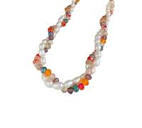 Necklaces for Women 2 Layered and Glass White Pearl Necklace