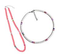 Necklaces for Women Girls 2 Pack Summer Charm Aesthetic Beaded Choker Lady Necklace