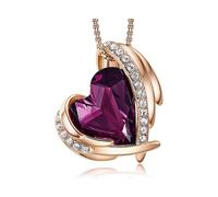 Necklaces for WomenLove Heart Crystal Pendant Rose/White GoldNecklace JewelleryGifts for Mum Her Wife GirlfriendAnniversary Birthday Mothers Day Chris