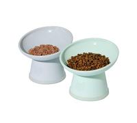 Necoichi 2 cuencos elevados inclinados para comida para gatos, de plástico sin BPA, inclinados de 15°, para fatiga del bigote y el cuello, aptos para lavavajillas, microondas, antideslizante y