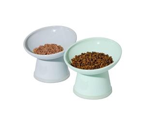 Necoichi 2 cuencos elevados inclinados para comida para gatos, de plástico sin BPA, inclinados de 15°, para fatiga del bigote y el cuello, aptos para lavavajillas, microondas, antideslizante y