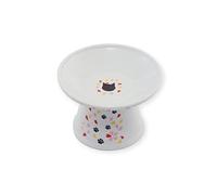 Necoichi Cuenco Elevado Extra Ancho para Comida para Gatos (Sakura Limited Edition, Extra Ancho), Color Blanco