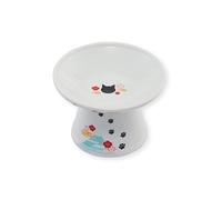 Necoichi Cuenco Elevado Extra Ancho para Comida para Gatos (edición Fuji, Extra Ancho), Color Blanco