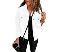 Necooer Chaqueta vaquera vaquera Distressed Authentics para mujer, B-blanco., M