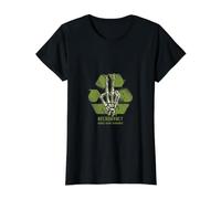 Necromancia Reciclar Esqueleto Mano Nigromante Brujería Culto Camiseta gráfica económica, Mujer, Negro, XS