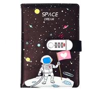 NectaRoy A5 Diario de viaje de piel sintética lindo cuaderno secreto(Diseño de astronauta espacial), papel rayado rayado para escribir, para la escuela de oficina regalo de cumpleaños, 210x145mm