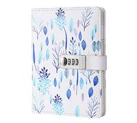 NectaRoy Bloc de Notas Contraseña Cuaderno, Cuaderno de Cuero PU Diario Planificado Organizador con Cerradura de Combinación, Soporte para Bolígrafo, 215x150mm