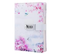 NectaRoy Bloc de Notas Contraseña Cuaderno, Cuaderno de Cuero PU Diario Planificado Organizador con Cerradura de Combinación, Soporte para Bolígrafo, 215x150mm