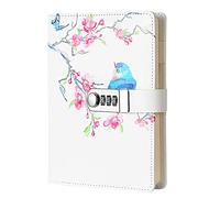 NectaRoy Bloc de Notas Contraseña Cuaderno, Cuaderno de Cuero PU Diario Planificado Organizador con Cerradura de Combinación, Soporte para Bolígrafo, 215x150mm