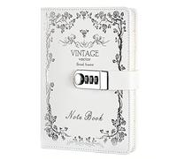 NectaRoy Cuaderno de Cuero PU Diario Planificado Organizador con Cerradura de Combinación, Bloc de Notas Contraseña Cuaderno Con Un Bloqueo De Contraseña Coded Lock, 215x150mm