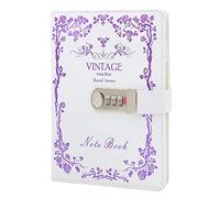 NectaRoy Cuaderno de Cuero PU Diario Planificado Organizador con Cerradura de Combinación, Bloc de Notas Contraseña Cuaderno Con Un Bloqueo De Contraseña Coded Lock, 215x150mm