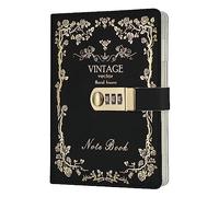 NectaRoy Cuaderno de Cuero PU Diario Planificado Organizador con Cerradura de Combinación, Bloc de Notas Contraseña Cuaderno Con Un Bloqueo De Contraseña Coded Lock, 215x150mm