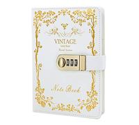 NectaRoy Cuaderno de Cuero PU Diario Planificado Organizador con Cerradura de Combinación, Bloc de Notas Contraseña Cuaderno Con Un Bloqueo De Contraseña Coded Lock, 215x150mm