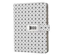 NectaRoy Cuaderno de Cuero PU Diario Planificado Organizador con Cerradura de Combinación, Patrón de Cadrícula Diario Bloc de Notas Contraseña Cuaderno con Soporte para Bolígrafo, A5 Tamaño 210x145mm