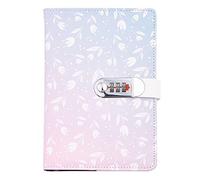 NectaRoy Cuaderno de diario de cuero con cerradura de combinación, Diario de escritura para niñas con bloqueo de contraseña, 210x145mm
