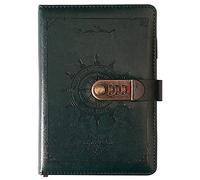 NectaRoy Cuaderno de diario de cuero vintage con cerradura de combinación(Diseño de timón), A5 Personal Diario Secreto con Contraseña, papel rayado rayado para escribir, 210x145mm (Verde)