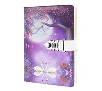 NectaRoy Cuaderno secreto para niña, diario con código, cuaderno diario de piel sintética para oficina, papelería estudiante, regalo de cumpleaños, 215 x 150 mm