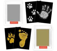 NECXON Kit de Huellas y Manos de bebé, 2 Almohadillas de impresión Grandes sin Tinta, Kit de Huellas de Perro, Nuevo Regalo para bebé, Kit de Huellas de Mascotas, Recuerdo (Oro + Plata)