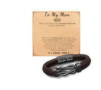 NECXON Pulseras para hombre, pulsera de cuero para hombre con caja, joyería para hombre para él, regalos personalizados para novio, esposo, padre, hermano, hijo (marrón, para mi hombre)