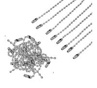 NEDHDEN 200 Piezas de Cadenas de Bolas de Metal, Bolas de 2,4 mm, Longitud de 10 cm con Conectores para Manualidades, Llavero, Placas de Identificación y Decoraciones Navideñas,Gris