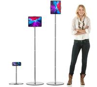 nediea Soporte de suelo para tableta, 167.9 cm de altura ajustable, soporte de barra de metal para iPad, soporte giratorio de 360° para iPad/iPad Pro/iPhone/Samsung/Kindle o dispositivos de 4.7-12.9