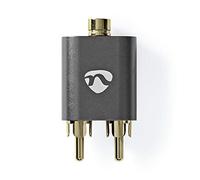 Stereo Audio Adapter | 2X RCA Male | 3.5 mm Female | Gold Plated | Straight | Aluminium | Gun Metal Grey | 1 pcs | Cover Window Box