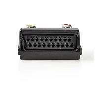 NEDIS Adaptador de Euroconector - Conector Macho - S-Video Hembra/Euroconector Hembra/3x RCA - Niquelado - Conmutable - ABS - Negro - 1 Pieza