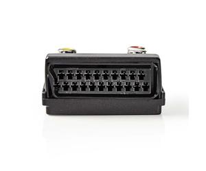 NEDIS Adaptador de Euroconector - Conector Macho - S-Video Hembra/Euroconector Hembra/3x RCA - Niquelado - Conmutable - ABS - Negro - 1 Pieza