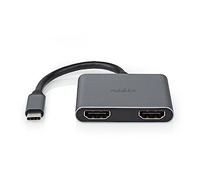 Nedis Adaptador de Múltiples Puertos USB | USB 3.2 Gen 1 | USB-C™ Macho | 2X HDMI™ | 0.10 m | Redondo | Niquelado | PVC | Negro | sobre