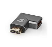 Nedis Adaptador HDMI, Aluminio Chapado en Oro, Alta Velocidad con Ethernet, Conector en ángulo Recto para Espacios reducidos, soporta Audio 4K a 60Hz, Full HD, 3D, ARC, Dolby TrueHD y DTS