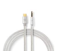 Nedis Adaptador USB Adaptador USB | USB 2.0 | USB Type-C ™ Macho | 3.5 mm Macho | 1.00 m | Redondo | Chapado en Oro | Nylon/Trenzado | Aluminio | Caja de Ventana Aluminio 1.00 m