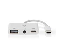 Nedis adaptador USB-C a USB-C USB-A Jack de 3,5 mm blanco (0,1 metros)