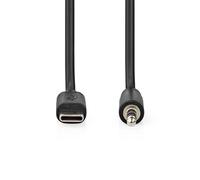 NEDIS Adaptador USB-C - USB 2.0 - Conector USB-C - Conector de 3,5 mm - 1,00 m - Redondo - Niquelado - Negro - Etiqueta