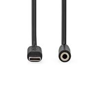 Nedis Adaptador USB-C - USB 2.0 - Conector USB-C - Conector Hembra de 3,5 mm - 1,00 m - Redondo - Niquelado - PVC - Negro - Etiqueta
