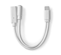 NEDIS Adaptador USB-C™ - USB 2.0 - Conector USB-C™ Hembra - USB-C™ Hembra/Hembra de 3,5 mm - 0,10 m - Redondo - Niquelado - PVC - Blanco - Caja