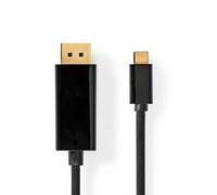 NEDIS Adaptador USB-C™ - USB 3.2 Gen 1 - Conector USB-C™ - Conector DisplayPort - 4K @60Hz - 2.00 m - Redondo - Chapado en oro - PVC - Negro - Etiqueta