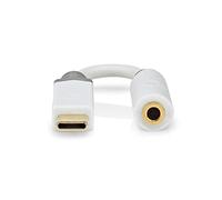 NEDIS Adaptador USB CCBW65950WT01, USB 2.0, Conector USB-C™, Conector Hembra de 3,5 mm, 0,1 m, Redondo, Chapado en Oro, PVC, Color Blanco, Caja